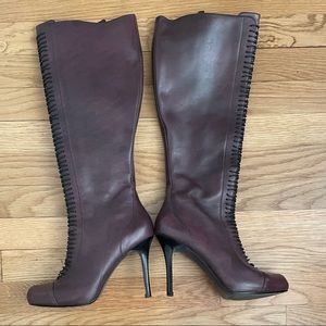 Cole Haan tall leather boots plum - size 8